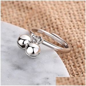 Bandringar 925 Sterling Sier Rings for Women Trendy 2 Bells Fine Jewelry Beautif Finger Open Ring Party Birthday Present 874 T2 Drop Del Dh2ll