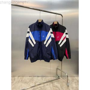 Дизайнерская Blenciaga Baleciaga 23ss High Edition B Family Осень и зима Новая спортивная куртка унисекс для пар с цветными блоками и вышивкой для школьной формы