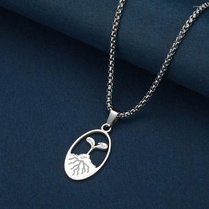 Pendant Necklaces CHENGXUN Stainless Steel Tiny Sprout Necklace For Men Women Cute Baby Leaf Jewelry Raccoon Charm Chain Plant Lover Gift