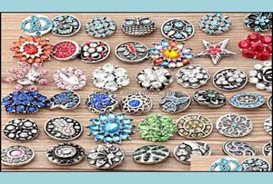 Charme pulseiras jóias inteiras 100pcslot bk lote mix estilos gengibre moda 18mm metal strass diy snaps botão snap marca dr5339120