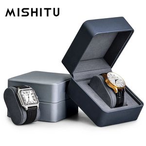 MISHITU GRIDS Watch Box Pu Leather Watch Case Holder Organizer Storage Box för kvartsklockor smycken Boxar Display Gift 240117