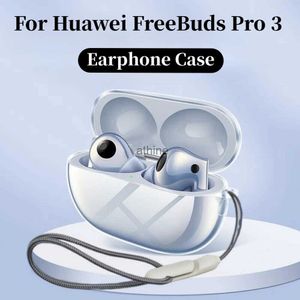 Handyhüllen Transparente Kopfhörerhülle für Huawei FreeBuds Pro 3 Stoßfeste HD-TPU-Kopfhörerabdeckung für Huawei FreeBud Pro3 Box mit Lanyard YQ240117