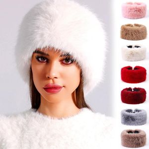Berets Pluszowy płaski czapkę pusta, najlepsza sztuczna futra głowa wysokiej jakości rosyjska moda na zewnątrz ciepłą czapkę narciarską y2k