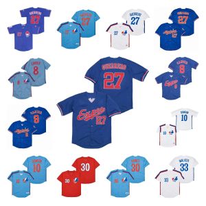 Maglie personalizzate uomo donna gioventù Montreal Expos Jerseys 27 Maglia da baseball Vladimir Guerrero Vintage 1982 2000 Home Away Blu Bianco Rosso Pullover Button