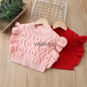 Weste Lawadka 1-5T Strick Babyweste für Mädchen Mantel Herbst Herbst Winter Ärmel und rosa Baby-Weste Mischtisch Jacke weiche Kinder Oberbekleidung Kleidung H240508