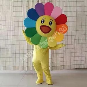 Halloween Multicolor Sunflower Mascot Costume Högkvalitativ Anpassa tecknad plysch tand anime tema karaktär vuxen storlek jul karneval fancy klänning