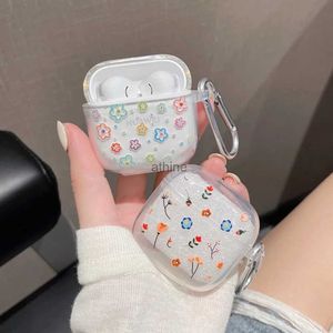 Mobiltelefonfodral Cartoon Flower Love Heart Earphone Fall för Huawei Freebuds SE 2 SE2 TWS Soft TPU Transparent Headset Protective Cover med Hook YQ240117