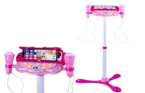 Crianças karaoke máquina de música microfone suporte luzes brinquedo braintraining brinquedo para crianças brinquedos educativos presente aniversário rosa 22185866