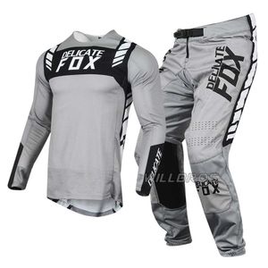 Delicate Fox Gear Set Motocross Jersey Pants Enduro Combo MX BMX DH Dirt Bike Outfit ATV UTV Off-road Suit Moto Cross Grey Kits