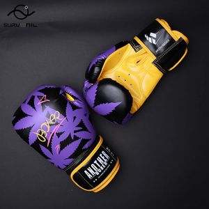 Боксерские перчатки 6 12 14 унций из искусственной кожи Muay Thai Guantes De Boxeo Sanda Free Fight MMA Кикбоксинговые тренировочные перчатки для мужчин, женщин и детей 240116