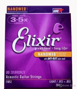 Elixir Cordas de Guitarra Acústica Sombra de Bronze Fósforo 11025 16027 16052 11052 11002 11027 11100 16002 16077 16102 6pcs1set DHL Fre5254438