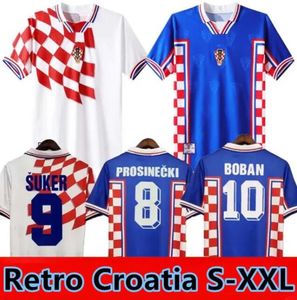 1998 Home Away SUKER Retro Jerseys Boban Croácia Camisas de futebol vintage clássico Prosinecki camisa de futebol SOLDO STIMAC TUDOR MATO BAJIC maillot de foot