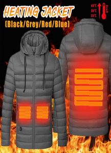 Piesze ogrzewania kurtki mężczyźni kobiety z kapturem kurtka USB Włókno z włókna węglowego podkładka ogrzewania długiego rękawu powłoka zimowa odzież termiczna 7509872