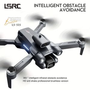 LS-S1S Brushless Foldable Drone With Dual Camera HD FPV, Obstacle Avoidance, 90° Ajustable Lens, 360° Flip, Optical Flow Positioning, Includes Carrying Case, Gift