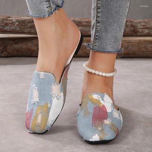 Chinelos Estilo Francês Grande e Flat Pointed Toe Fivela Sapatos 2024 Outono Inverno Baixo Salto Conforto