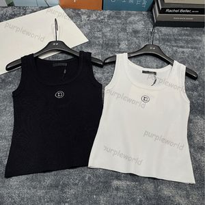 デザイナーレターニットTシャツ女性のための短いタンクトップファッションノースリーブスポーツベストニットプルオーバートップス