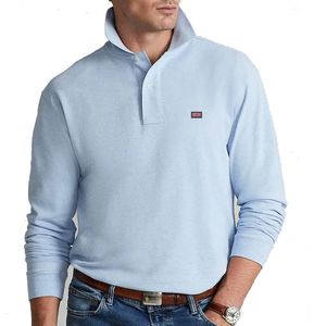 Erkek Sonbahar% 100 Pamuklu Uzun Kollu İşlemeli Polo Gömlek Sıradan Marka Polos Homme Moda Giyim Kavur Düğmesi Üst Tees 240117