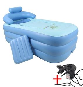 Badkarplatser Vuxen Spa PVC Folding Portable Bathtub för vuxna Uppblåsbar badkar i storlek 160cm84cm64cm med elektrisk pump2298504