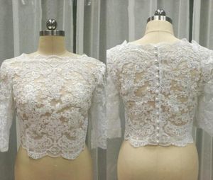 W magazynie koronkowe kurtki weselne dla kobiet 34 Lace Bolero Baseau Pearls Pearls Kurtka ślubna Plus1514524