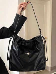 Y2k coreano vintage goth preto hobo sacola estética estrela menina bolsa bolsa de ombro crossbody mensageiro corpo cruz 240117