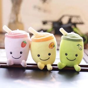 Fruit Pearl Milk Tea Cup Pendant Key Chain Girl Sleeping Bed Super Soft Plush Toy Pendants Cute Plush Keychain 0117