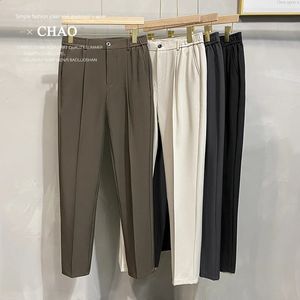 Summer Suit Pants Men Slim Fashion Social Mens Dress Korean Casual Solid Color Straight Office Formella byxor 240117