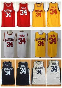 Mens 1985 Maryland Terps 34 Len Bias College Basketball Jerseys Vintage Northwestern Wildcats High School Stitched Shirts Black S1597381