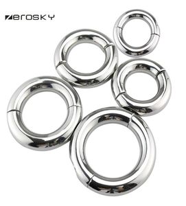 Zerosky Male Penis Rings Ball Stretcher Weight Steel Ball Stretching Weights Enhancer Penis Chastity Ring Sex Toys for Adult Y18111195719