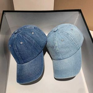 Bola Caps JK Coreano Cor Sólida Denim Boné de Beisebol Mulheres Homens Snapback Outdoor Sun Visor Chapéu Casual Hip Hop Ajustável Rabo de Cavalo Caps YQ240117