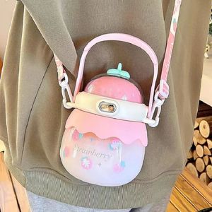 1000 ml Kid Big Belly Cup LargeCapacity Water Bottle Thermos Mobiltelefon Rack Barn Straw Crossbody Sports Kettle 240117