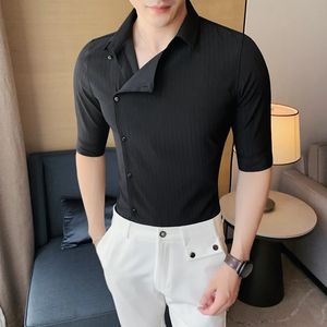 Summer Vintage Shirt Men Half Sleebe Slim Social Party Tuxedo Business Busines