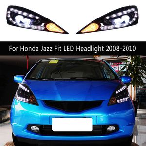 Auto Parts Car Head Lamp DRL DAYTIME Running Light Streamer Turn Signal Indicator för Honda Jazz Fit LED-strålkastarenhet 08-10