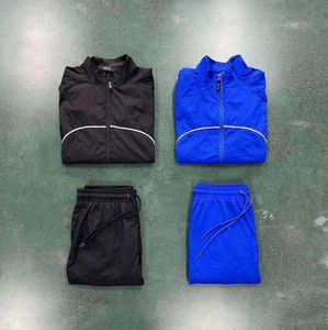 Trapstar Jacke Trainingsanzug Herren Irongate Shell Suit 2.0 Version Blau und Schwarz Qualität bestickter Schriftzug Damen Mantel 6644ess