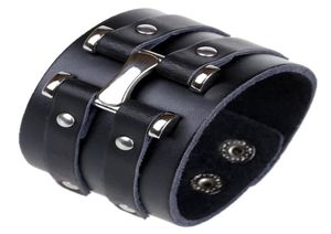 Trendy Punk Rock Bracelets Male Female Personality Hip Hop Style Accessories PLB011 Black Leather Woven Wristband Jewelry9669639