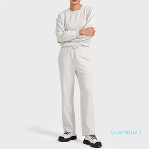 Softstreme calças de grandes dimensões conjunto yoga camada ar solto pulôver esportes topo manga longa topo fino secagem rápida sweatpants conjunto de duas peças