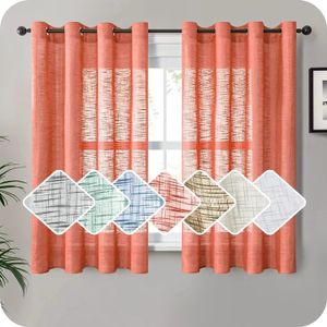 Lism Keten Yarı Sıralama Sıralı Pencere Perdesi Oturma Odası Işık Filtreleme Yarım Tül Perde Drapes Voile Effect Home Decor 240117