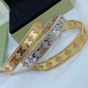 2024 Charm Bracelet Signature Bracelet Vanclee Clover Star Kaleidoscope Tricolor Gold Bracelet Women's Valentine's Day Jewelry