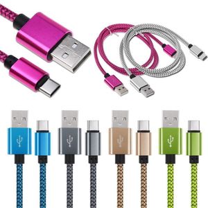 3ft 6ft 10ft vågflätad aluminium Mikro USB -kabel Tyg Nylon Data Sync 2.0 Datumladdare Adapter för Huawei Samsung S8 S7 HTC Andorid Telefon Smarttelefoner