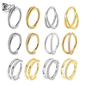 10pc/lot G23 Burun Piercing Halkası CZ Menteşeli Septum Tıkır Segmenti Kulak Kıkırdağı Tragus Helix Dudak Halkası Piercing Takı 240117