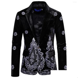 Men'S Suits & Blazers Mens Suits Stylish Black Punk Style Veet Embroidery Blazers Men Slim Fit Wedding Blazer Suit Jacket Stage Singe Dhotp