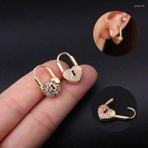 Stud Earrings 1PC Multicolor Cz Heart Lock Cartilage Earring Stainless Steel Creative Helix Tragus Daith Conch Rook Snug Lobe Piercing