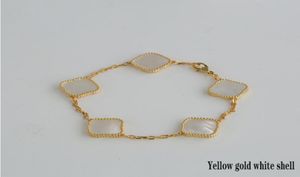 Classic Four 4 Leaf Clover Charm Armelets Designer Chain Halsband 18 K Gold Agate Shell MotherofPearl för Womengirl Wedding M2559064