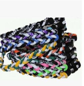 100pcs titanium 3 ropes braided necklace baseball football many colors ship random4199231