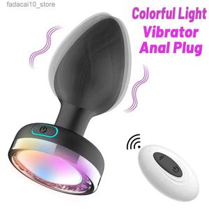 Andra hälsoskönhetsartiklar 10 Frekvens Butt Plug Colorful Light Anal Plug Vibrator Prostate Massage Toy Women Män Gay Adult Wireless Remote Control Q240117