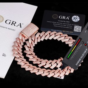 Gioielleria raffinata Gioielli Hip Hop 18mm Argento 925 Gioielli Uomo Oro rosa Vvs Moissanite Diamante Ghiacciato Bracciale cubano per Rapper