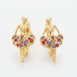 Dingle örhängen 585 Rose Gold Ballet Drop Women Elegant Multi-Color Natural Zircon Brud Daily Fashion Wedding Jewelry