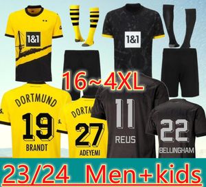 REUS-Fußballtrikots 23 24 Saison ADEYEMI 2023 2024 Fußball-Fußball-Top-Shirt NEONGELB BELLINGHAM HUMMELS BRANDT DORTMUND Hazard YEYNA Männer-Kinder-Kit Spezial ganz schwarz