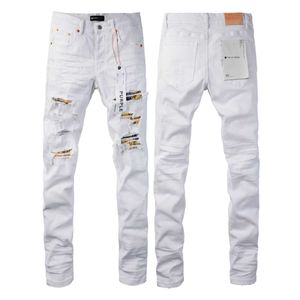 Herrlila varumärke Jeans American High Street White Patched Hole 9046