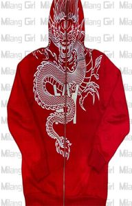 Herren039s Hoodies Zip Hoodie Dragon Print Red Goth Sweatshirt Sportmantel Hip Hop Langarm Übergroßer Hoodie Y2k Jacke 2207256777048