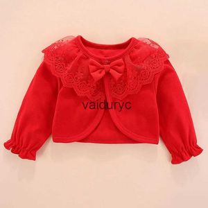 Jackets 0-12M Spring Newborn Baby Girls Coat Cotton Lace Infant Clothes Princess Wedding Birthday Party Toddler Outwear 2023 Clothing H240508